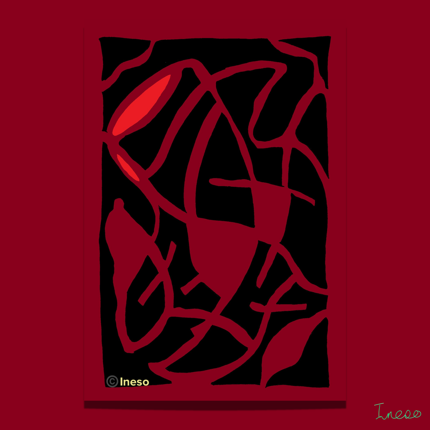 Cigar Room - Red Mist, 40 x 40cm, 2021 (2 Variants)