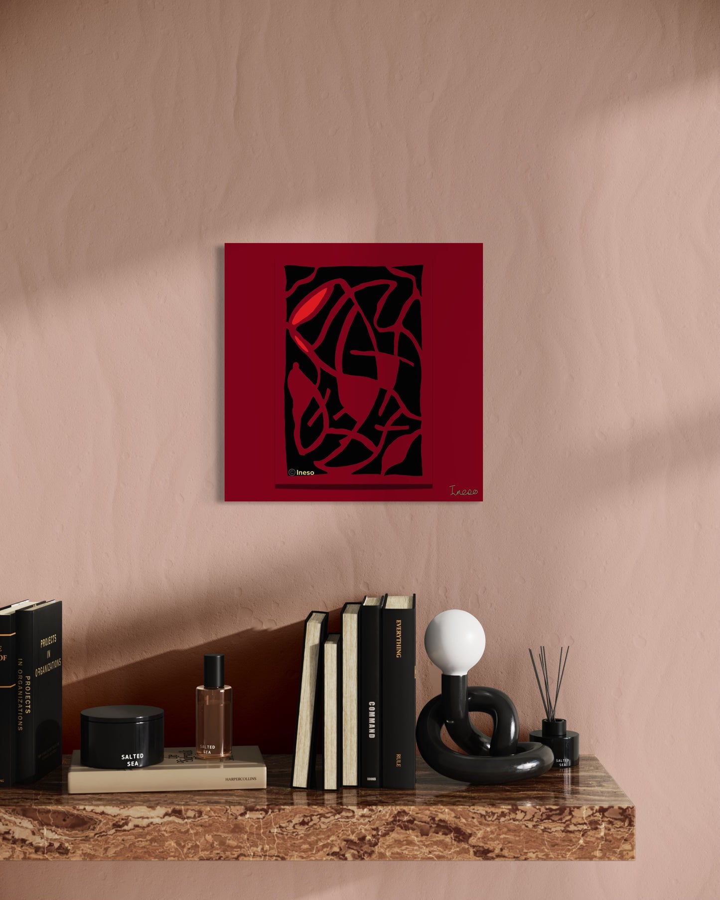 Cigar Room - Red Mist, 40 x 40cm, 2021 (2 Variants)