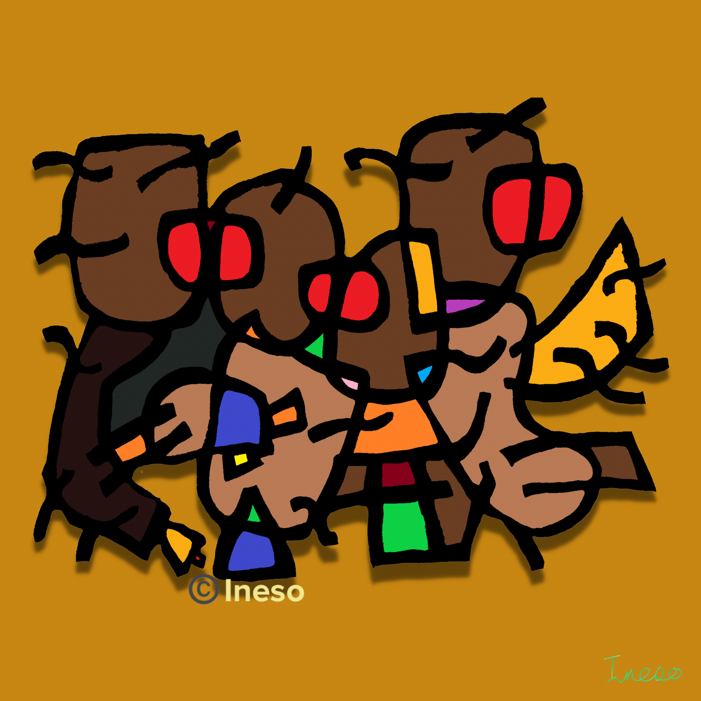 Group Hug, 40 x 40cm, 2022 (2 Variants)