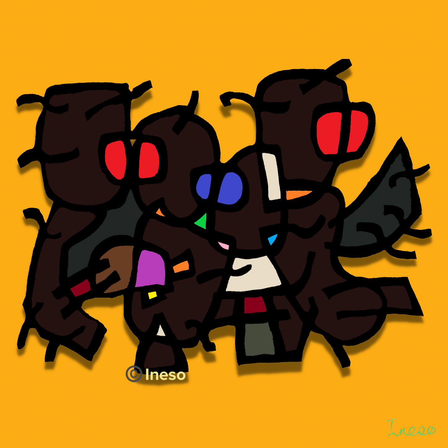 Group Hug, 40 x 40cm, 2022 (2 Variants)